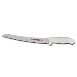 135-24383 10" Bread Knife w/ Soft White Rubber Handle, Carbon Steel