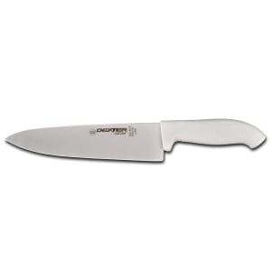 135-24153 8" Chef's Knife w/ Soft White Rubber Handle, Carbon Steel