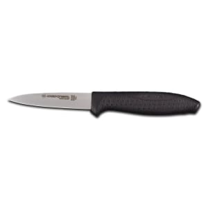 135-24353B 3 1/2" Paring Knife w/ Soft Black Rubber Handle, Carbon Steel
