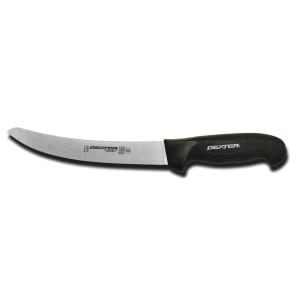 135-24053B 8" Breaking Knife w/ Soft Black Rubber Handle, Carbon Steel