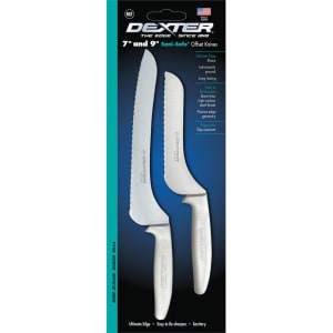 135-20373 7" & 9" Sandwich Knives w/ Polypropylene White Handle, Carbon Steel