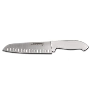 135-24513 9" Santoku Knife w/ High Carbon Steel Blade & White Rubber Handle