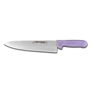 135-12433P SANI-SAFE® 10" Cook's Knife w/ Polypropylene Purple Handle, Carbon Steel