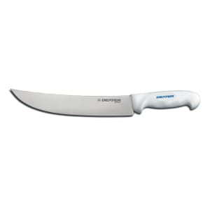 135-24073 10" Cimeter Steak Knife w/ Soft White Rubber Handle, Carbon Steel