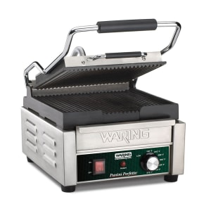 141-WPG150B Single Commercial Panini Press w/ Cast Iron Grooved Plates, 208v/1ph