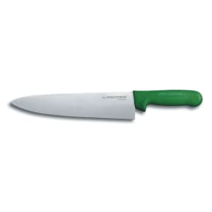 135-12433G SANI-SAFE® 10" Chef's Knife w/ Polypropylene Green Handle, Carbon Steel