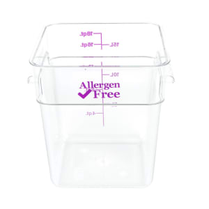 144-18SFSCW441 18 qt Square Food Storage Container - CamSquare®, Allergen-Free, Polycarbonate, Clear