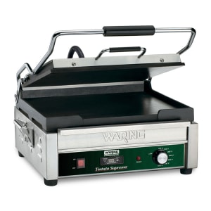 141-WFG275T Single Commercial Panini Press w/ Cast Iron Smooth Plates, 120v