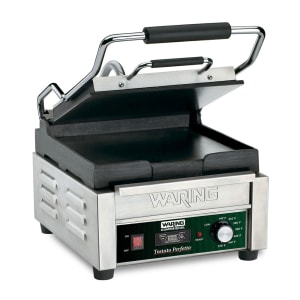 141-WFG150T Single Commercial Panini Press w/ Cast Iron Smooth Plates, 120v