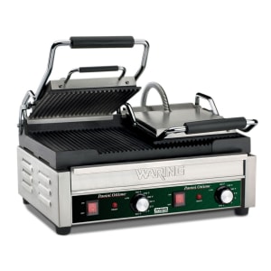 141-WPG300 Double Commercial Panini Press w/ Cast Iron Grooved Plates, 240v/1ph