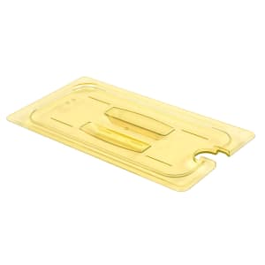 144-30HPCHN150 H-Pan Food Pan Cover - 1/3 Size, Non-Stick, Notched with Handle, Amber
