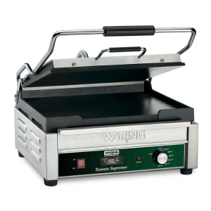 141-WFG250T Single Commercial Panini Press w/ Cast Iron Smooth Plates, 120v