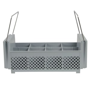 144-8FB434151 Flatware Washing Basket with Handles - Half Size, 8 Compartment, Soft Gray