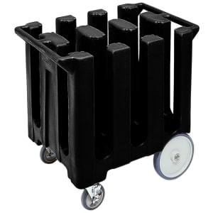 144-DC700110 23 1/2" Mobile Dish Caddy w/ (6) Columns - Plastic, Black