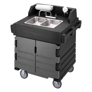144-KSC402426 45 1/2"H Portable Sink Cart w/ (2) 4"D Bowls, Hot Water