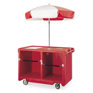 144-CVC55158 Food Cart w/ Cover & Cutting Board, 55 3/16"L x 31 1/4"W x 93 1/2"H, Red