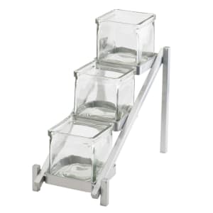 151-114974 Rectangular 3 Compartment Condiment Jar Display - Clear/Silver