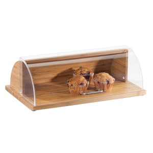 151-133360 Roll Top Bread Case - 20" x 11 1/2" x 6 1/2", Acrylic/Bamboo