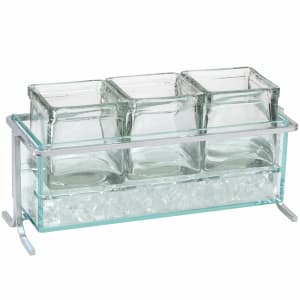 151-1806539 Rectangular 3 Compartment Condiment Jar Display - Clear/Silver