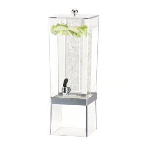 151-201674 3 gal Beverage Dispenser w/ Ice Tube - Plastic Container, Clear/Silver Base