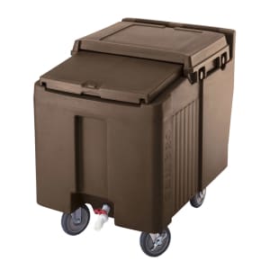 144-ICS125L131 125 lb Insulated Mobile Ice Caddy - Plastic, Dark Brown