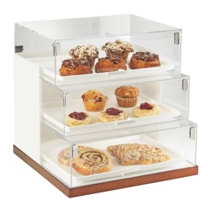 151-302055 3 Tier Luxe Step Display Case - White, Stainless Steel