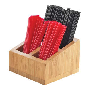 151-330760 Stir Stick Holder - 4 Compartments, Bamboo