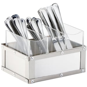 151-340855 3 Compartment Flatware Display Organizer - 9" x 6", Brushed Stainless