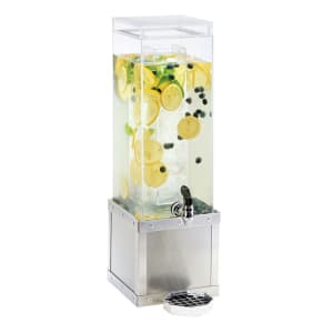 151-3394355 3 gal Beverage Dispenser w/ Ice Tube - Plastic Container, Stainless Base