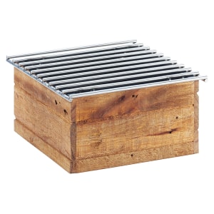 151-344099 10" Square Chafer Grill w/ Fuel Holder, Reclaimed Wood