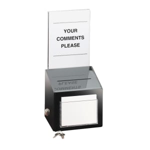 151-390 Countertop Suggestion Box w/ Lock, 7" x 7" x 16" High, Black