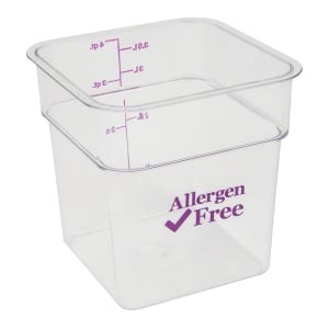144-4SFSCW441 4 qt Square Food Storage Container - CamSquare®, Allergen-Free, Polycarbonate, Clear