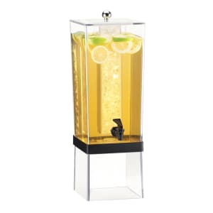 151-201613 3 gal Beverage Dispenser w/ Ice Tube - Plastic Container, Clear/Black Base