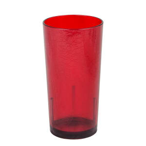 144-D24156 24 oz Ruby Red Crackled Plastic Tumbler