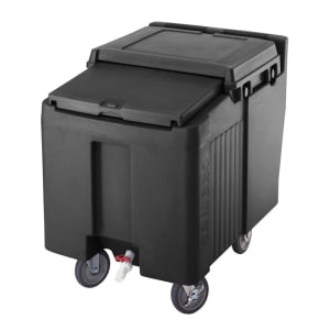 144-ICS125LB110 125 lb Insulated Mobile Ice Caddy - Plastic, Black
