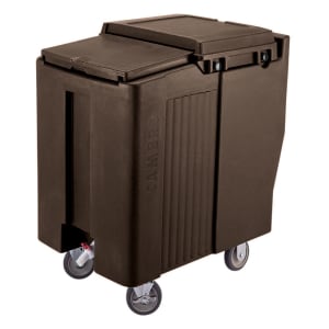 144-ICS125T131 125 lb Insulated Mobile Ice Caddy - Plastic, Dark Brown