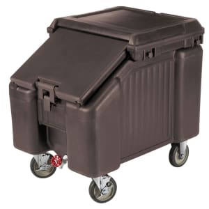 144-ICS100L4S131 100 lb Insulated Mobile Ice Caddy - Plastic, Dark Brown