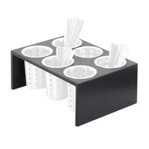 151-1425696 6 Compartment Flatware Condiment Display - Midnight Bamboo