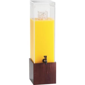 151-1527352 3 gal Beverage Dispenser w/ Ice Tube - Plastic Container, Dark Wood Base