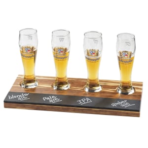 151-2064 Rectangular Write-On Tray Beer Flight - Crushed Bamboo