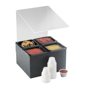 151-658 Dipper Style Condiment Dispenser w/ (4) Compartments, Black