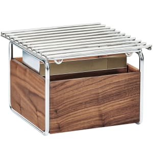151-371149 12" Square Chafer Grill w/ Fuel Holder, Walnut/Chrome