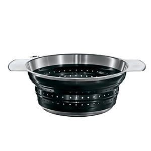 165-16124 9.4-in Collapsible Colander, Stainless Steel, Black