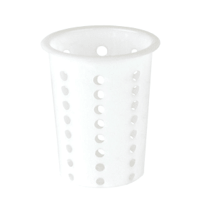 158-80104 Flatware Cylinder, 4 1/4" Diameter, 5 1/4"High, Polyethylene, White
