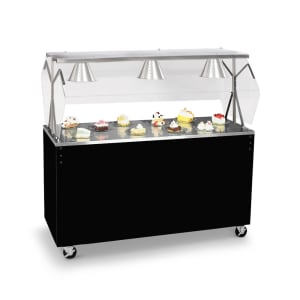 175-3870560 60" Mobile Food Bar w/ Shelf & Stainless Top - Black, 120v