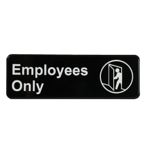175-4506 Employees Only Sign - 3" x 9", White on Black