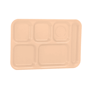 175-201509 Plastic Rectangular Tray w/ (6) Compartments, 14 3/4" x 9 7/8", Tan