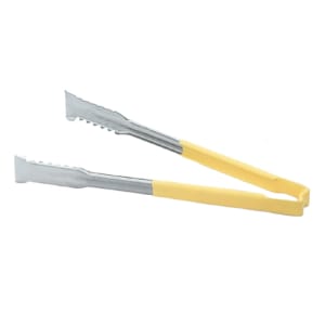 175-4791250 12"L Stainless Steel Utility Tongs - Yellow