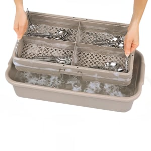 175-1303 Dishwasher Rack For Flatware - Handles, 4 Compartment, Beige
