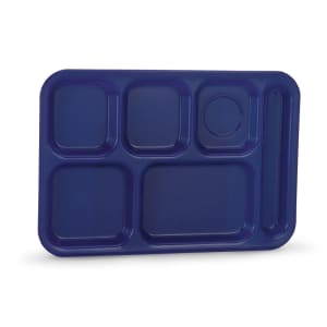 175-2015104 Plastic Rectangular Tray w/ (6) Compartments, 14 3/4" x 9 7/8", Bright Blue